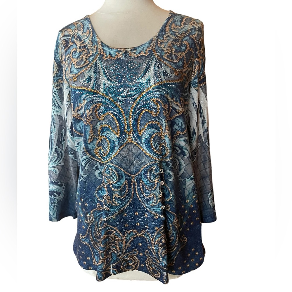 Reba Embellished Metallic Scoop‎ Neck Thin Sweater